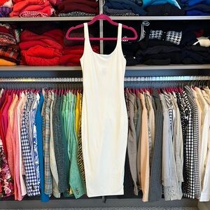 Windsor white sleeveless scoop back midi bodycon dress size XS